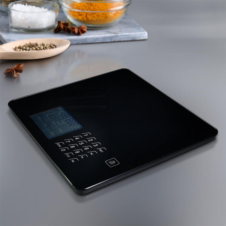 定制工厂方形钢化玻璃多功能电子厨房称999种食物烘焙营养分析秤