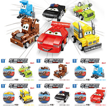 品格K39扭蛋车盟总动员儿童拼插拼装赛车男孩小颗粒卡通汽车玩具