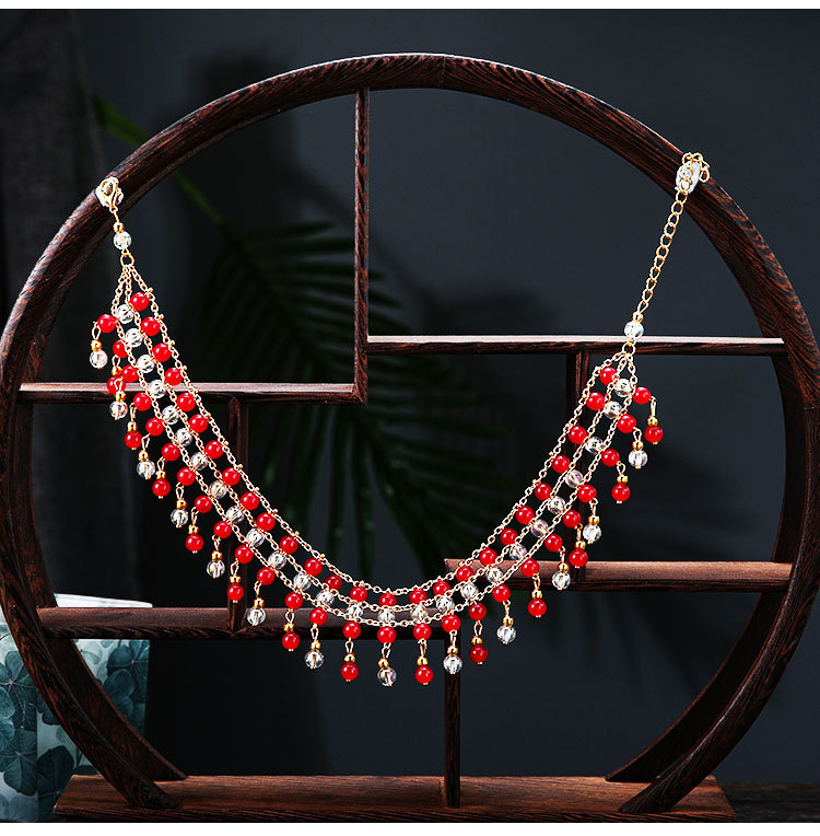 汉服头饰古风额饰流苏超仙项链眉心坠古装配饰品女表演演出发饰