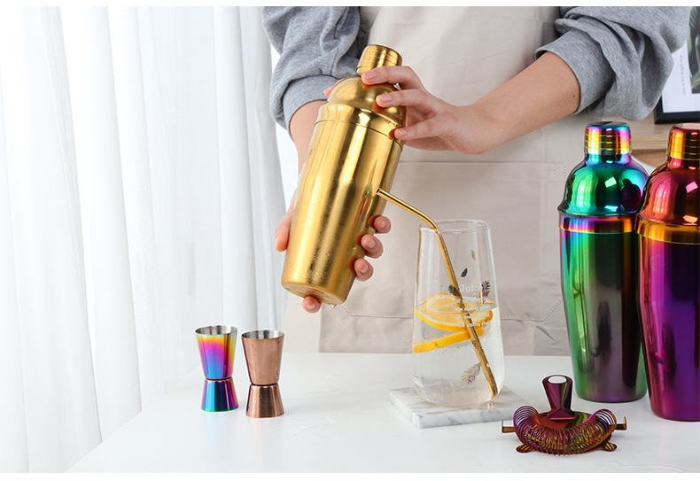 不锈钢摇酒壶 鸡尾酒调酒弹簧套装手摇雪克杯花式摇酒壶