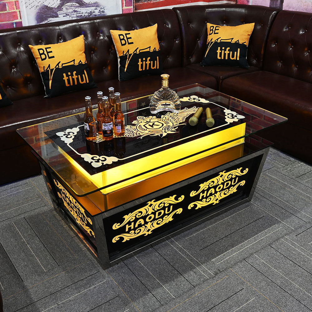 2021新款现货ktv沙发酒吧桌椅组合转角卡座清吧包厢欧式茶几发光