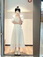 法式初恋白色连衣裙女夏收腰显瘦2023新款气质高级感裙子仙气长zb