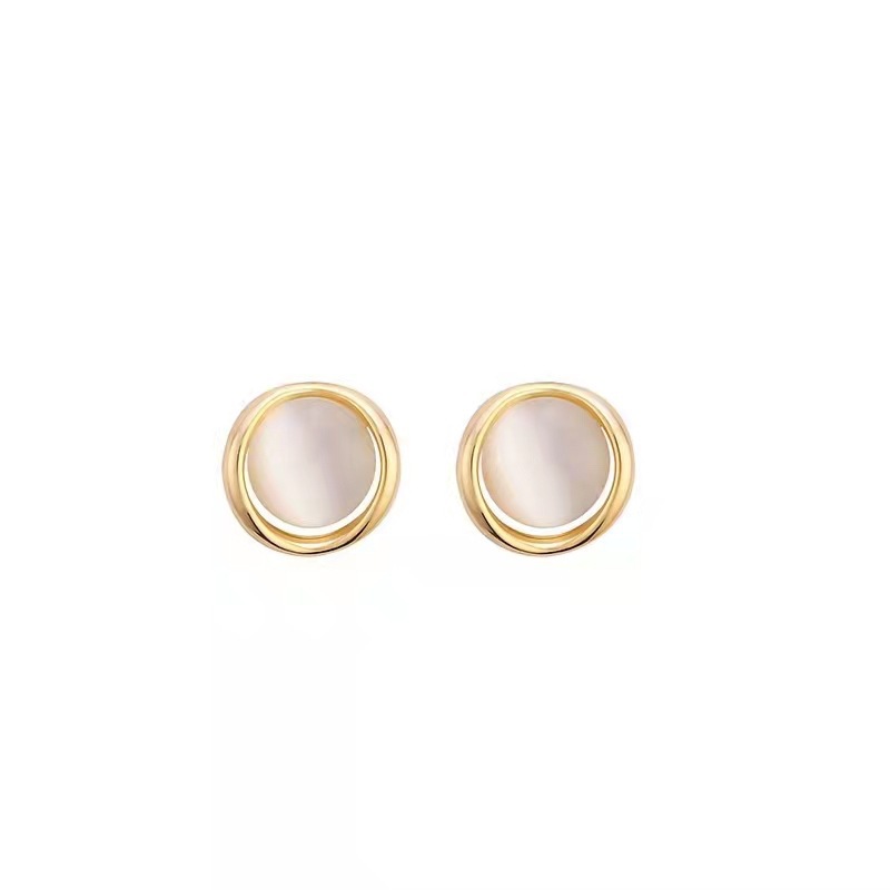 Korean Style 925 Silver Pin Earrings Women's Fashionable Temperament Pearl Design Opal Stone Ear Studs Niche Personality Earrings