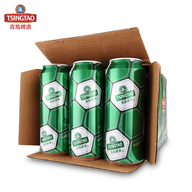 青岛啤酒 黄啤酒 足球罐500ml*12听 经典青啤大罐 足球迷庆祝啤酒