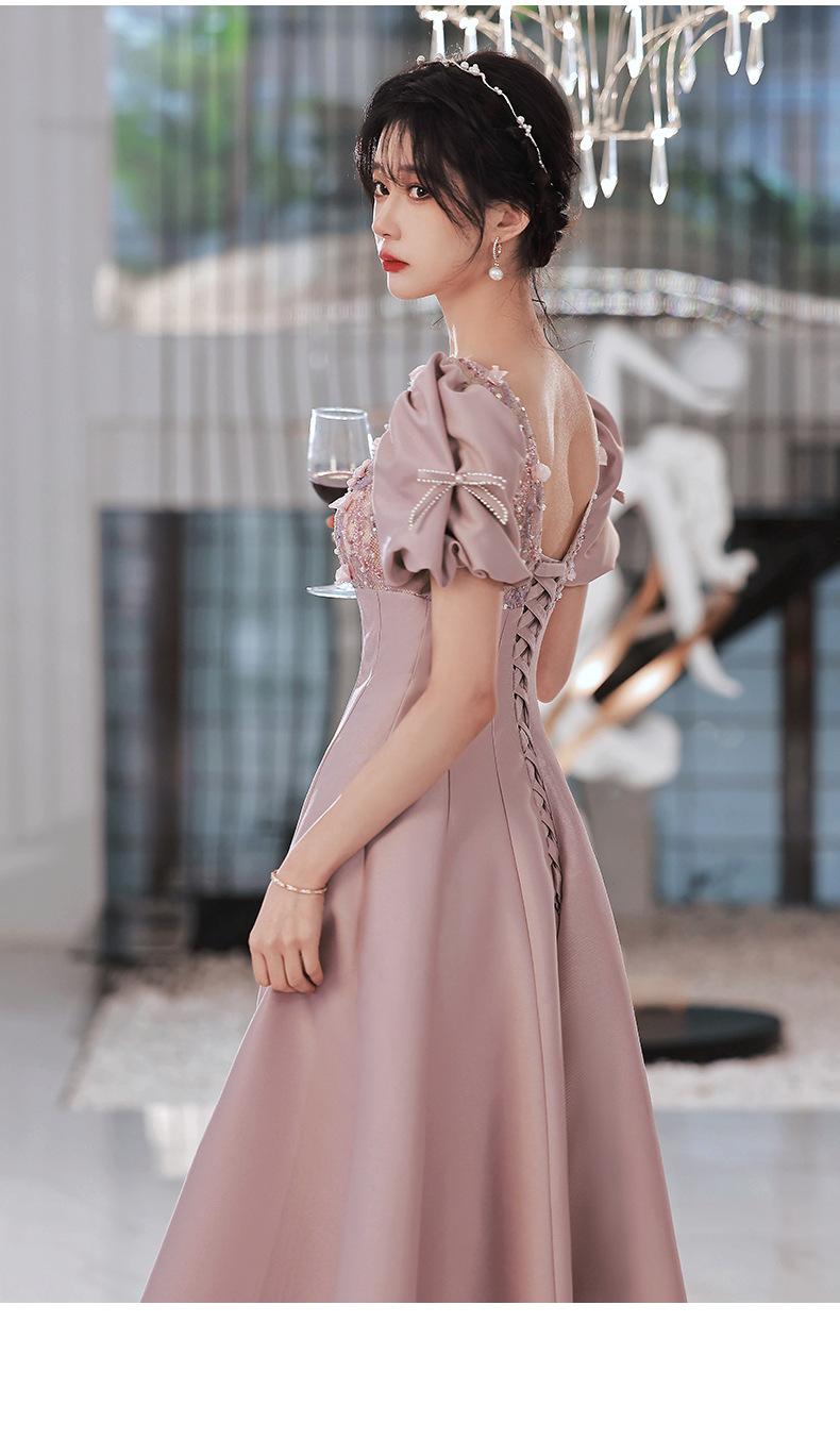 晚礼服2022新款敬酒服缎面礼服裙长款轻奢宴会伴娘连衣裙平时可穿