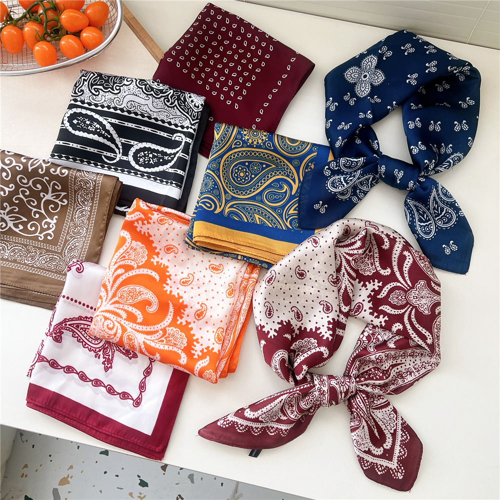 70腰果小丝巾方巾女春秋夏季职业装饰搭配衬衫护颈脖子薄围巾纱巾