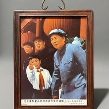 大量批发红色题材瓷板画客厅书房纪念伟大领袖复古瓷板画实红木框