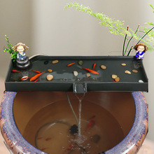 创意陶瓷鱼缸过滤养鱼大水缸造景流水器简约摆件假山鱼池水池配件