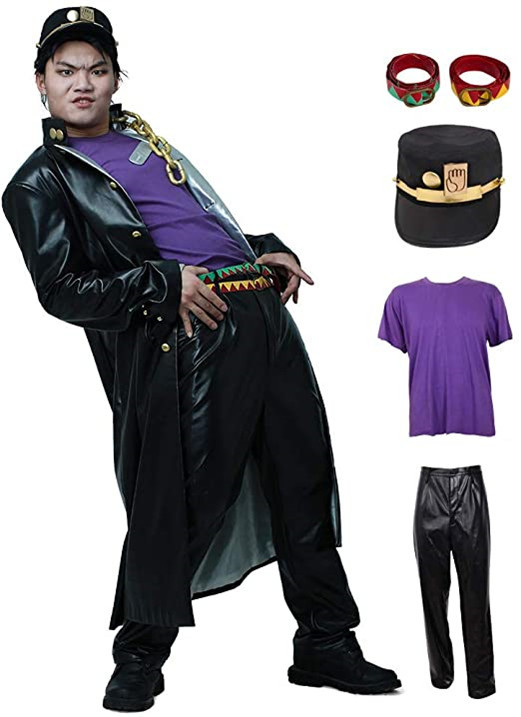 日版jojo的奇妙冒险古条郎cosplay皮衣风衣万圣节表演服宣梓动漫