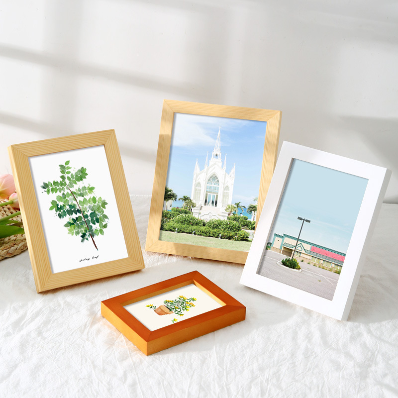 简约实木相框摆台装裱6寸7六照片洗印相册框儿童画框框架挂墙