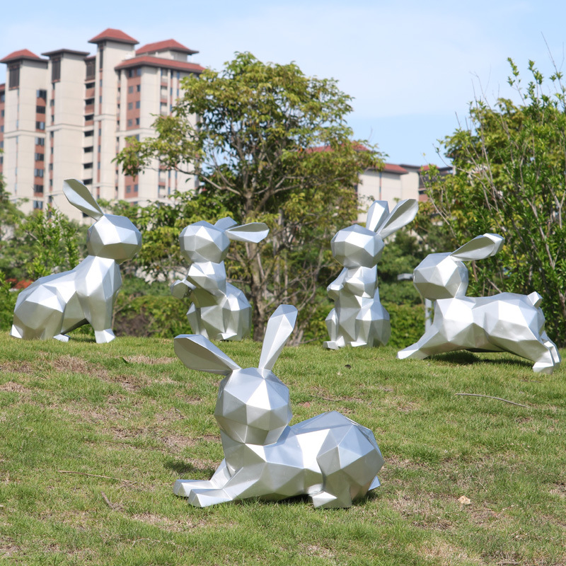 户外花园林景观小品公园雕塑抽象几何兔子售楼处商场美陈装饰摆件
