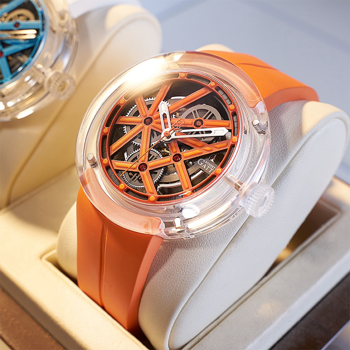 跨境爆款德国品牌布加迪手表玻璃外壳时尚男士机械表shopee货源