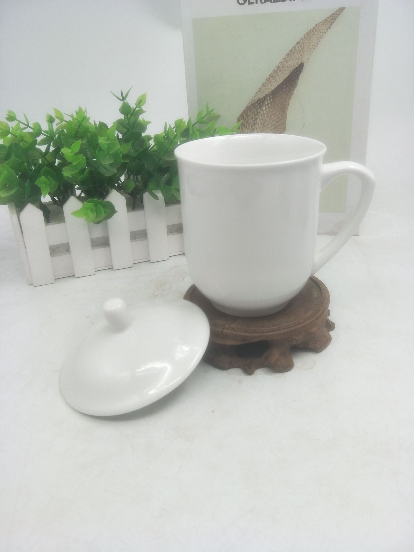 会议陶瓷盖杯办公陶瓷盖杯家庭实用镁质强化瓷盖杯