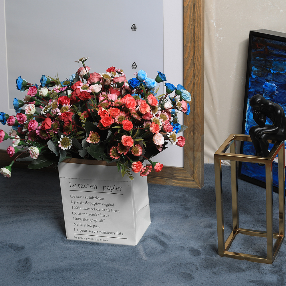 双子星花草仿真花塑料花艺婚礼吊顶插花配材舞台背景装饰假花