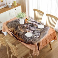 动物大自然主题印花餐桌布餐厅客厅棉麻布艺亚马逊跨境防尘台布