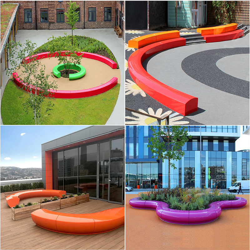 玻璃钢休闲椅商业美陈公园景观坐凳广场户外花盆座椅大型树池花坛