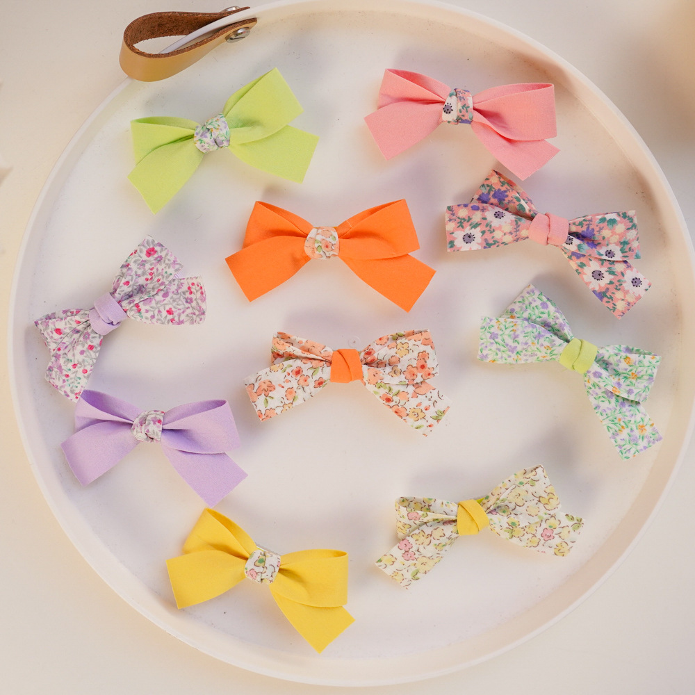 春款碎花蝴蝶结儿童发夹可爱女童布艺发饰韩版小女孩发卡套装夹子