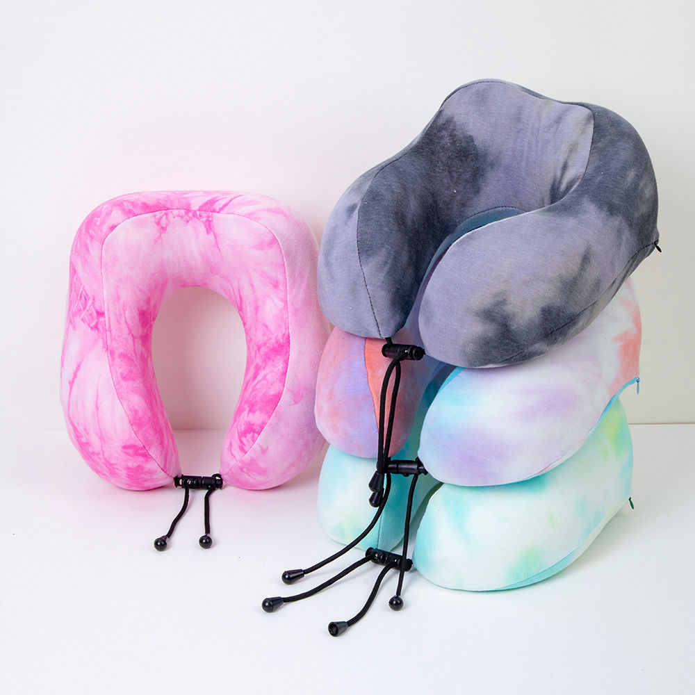 U-Shape Pillow Source Factory Direct Portable Traveling Pillow Cross-Border Hot Selling Memory Foam Tie-Dyed Fabric Neck Pillow