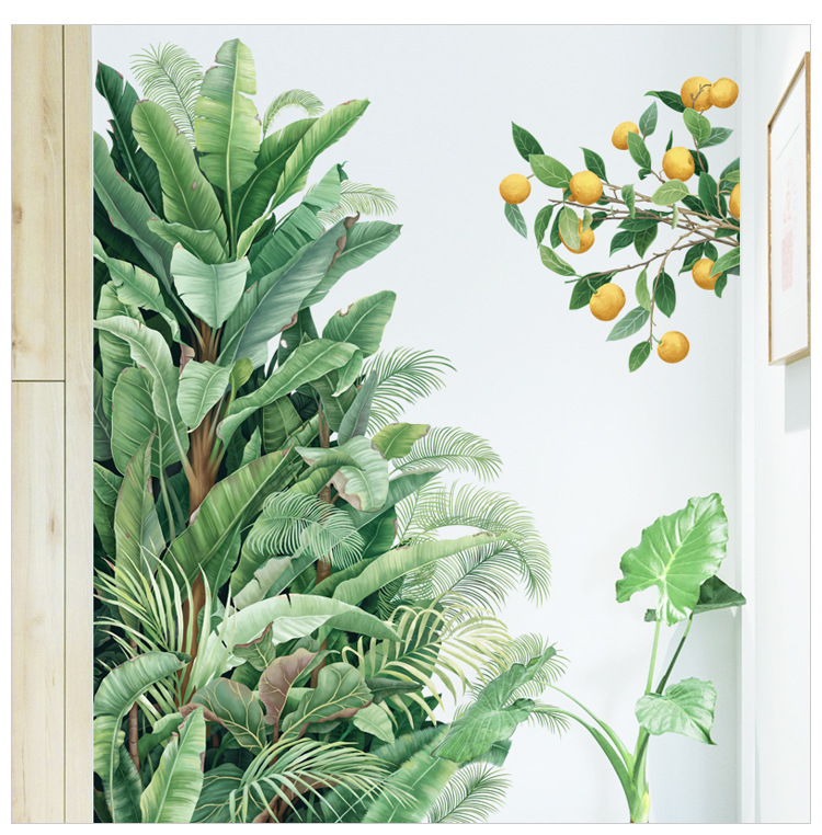 清新绿植墙画沙发卧室背景装饰贴芭蕉树柠檬墙贴北欧贴画zdb-2488