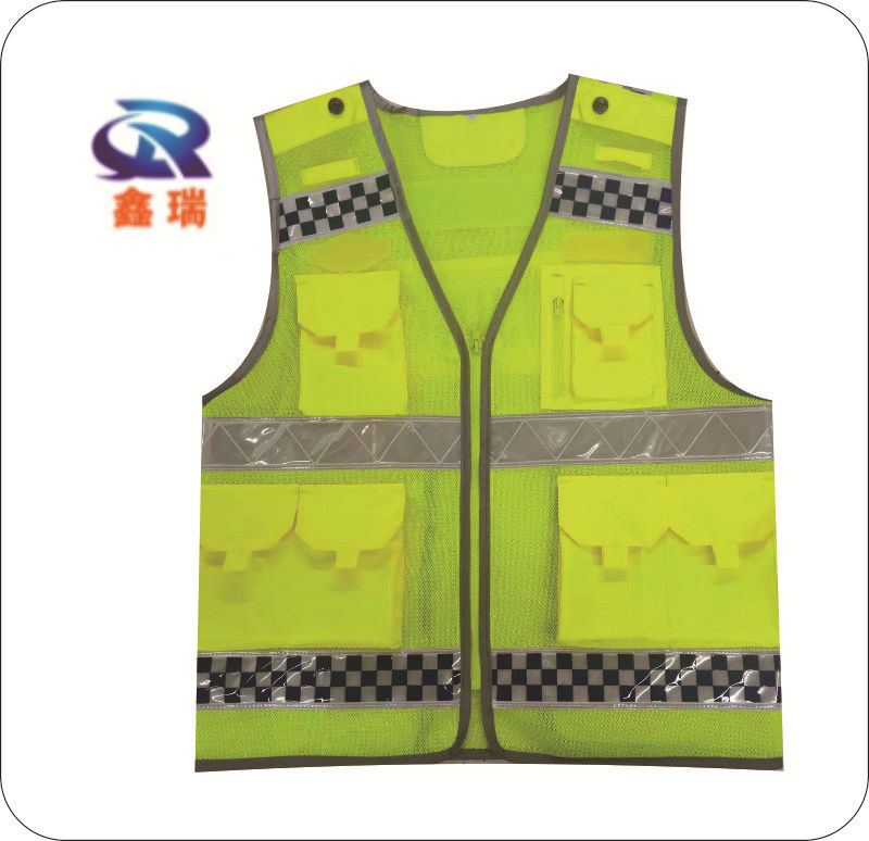 立体口袋反光马甲 安保路政执勤人员 带格子高品质反光马甲