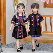 儿童汉服男童国风唐装女童演出衣服夏季宝宝中式高端少数民族服装