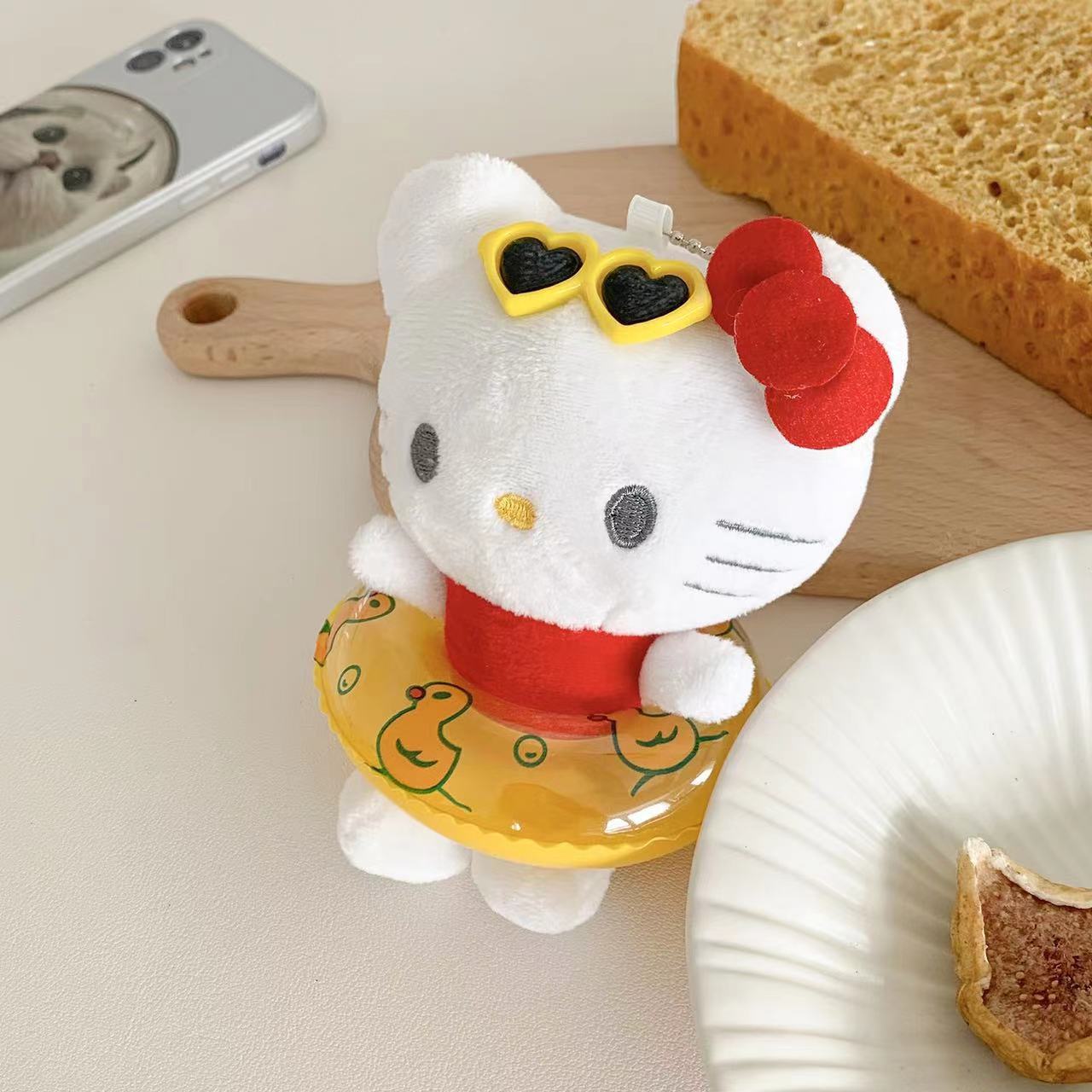 kitty猫ins可爱少女游泳圈公仔挂件卡通玩偶凯蒂猫学生挂饰钥匙扣