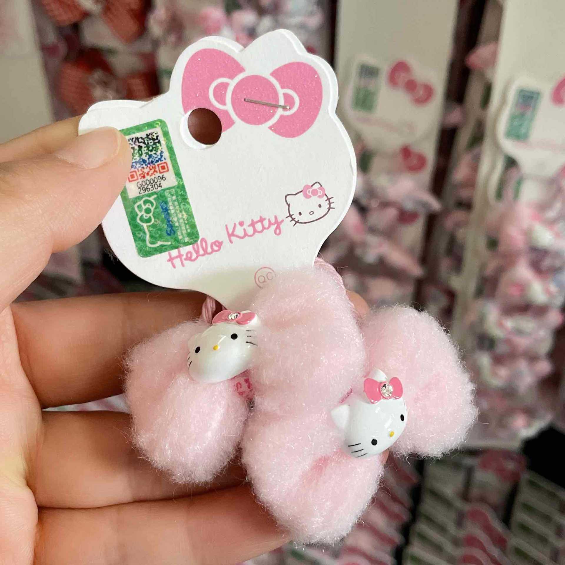 3843授权正版hellokitty儿童发饰品凯蒂猫正品头饰毛绒蝴蝶结发绳