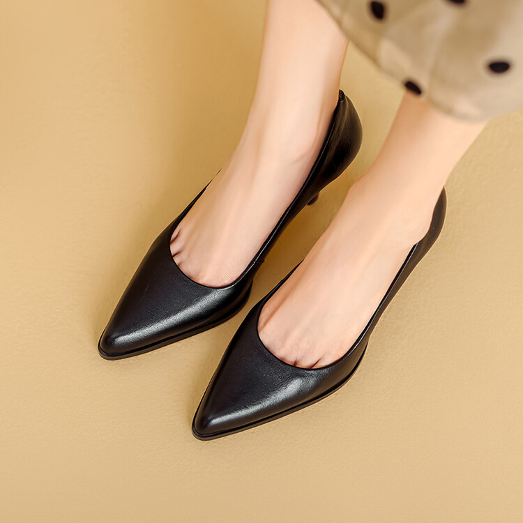 素帮工作女鞋秋冬季新款鞋子尖头锥形跟高跟鞋四季通勤鞋简约单鞋