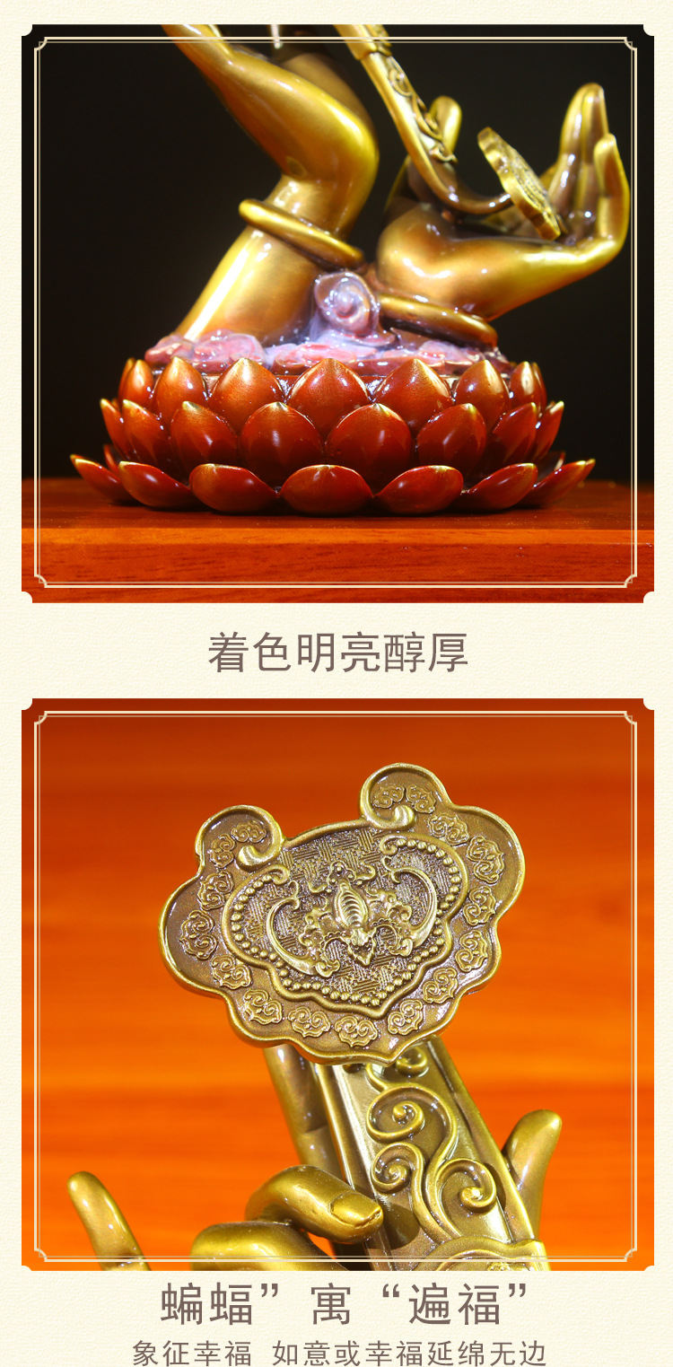 手托纯铜如意摆件招财吉祥物客厅玄关事事如意乔迁新居开业礼品大