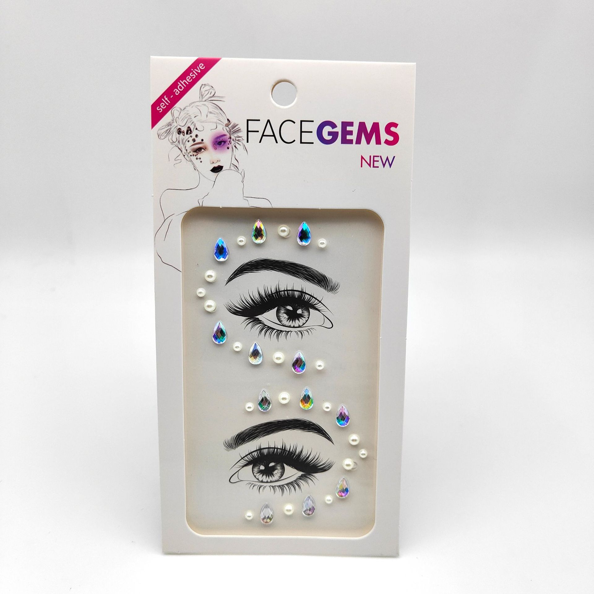 Cross-Border Makeup Performance Facial Eye Makeup Diamond Tattoo Stickers Resin Eyebrow Diamond Acrylic Diamond Stickers AB Color