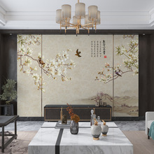 新中式工笔花鸟玉堂富贵客厅电视背景墙沙发影视墙纸无缝壁画