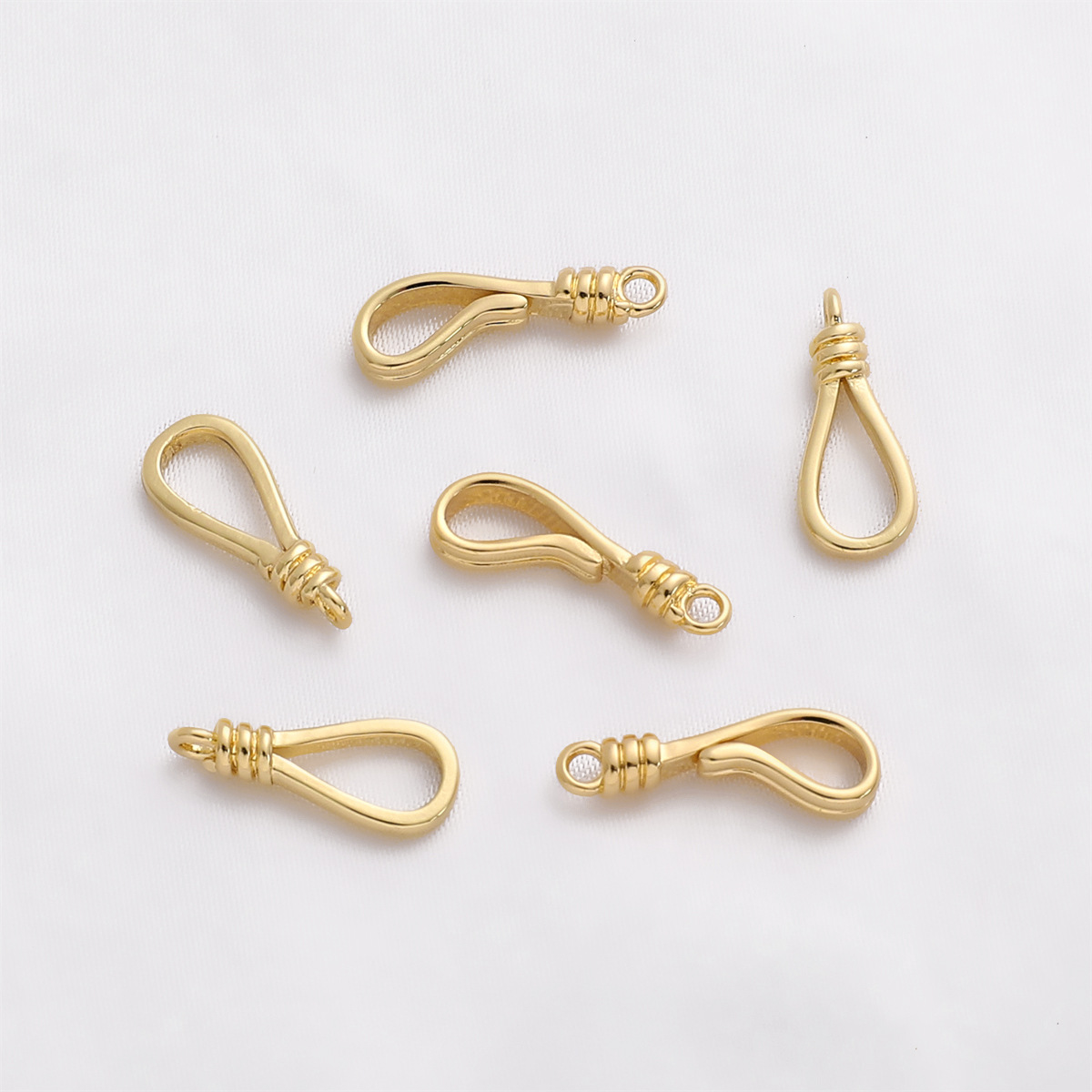 14k包金保色项链鱼钩形扣连接扣卡扣手工diy毛衣链收尾扣头配件