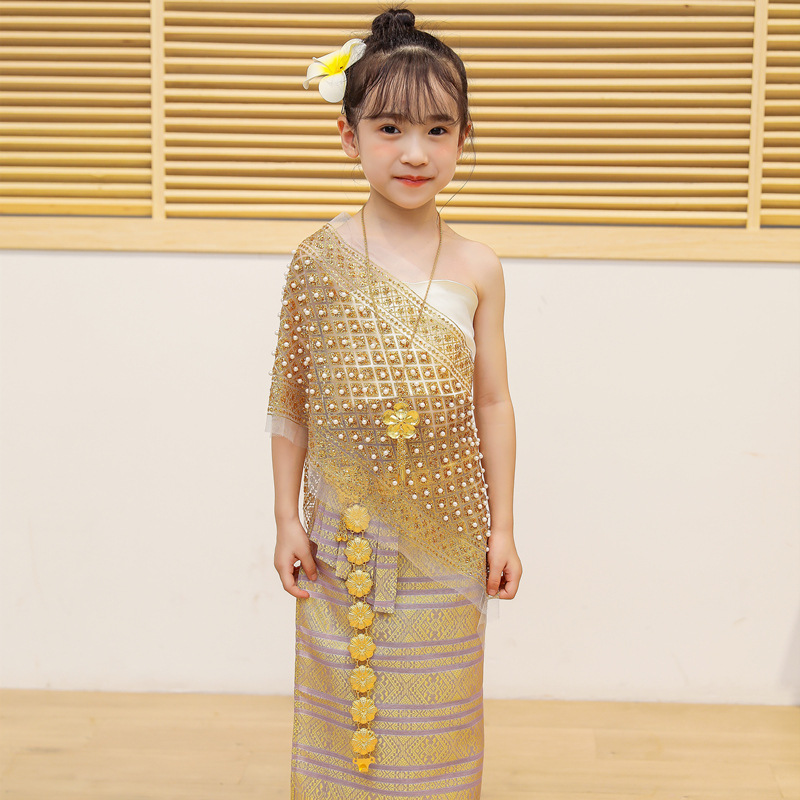 泰国风情傣族女童服装西双版纳泼水节服装影楼摄影少数民族服饰