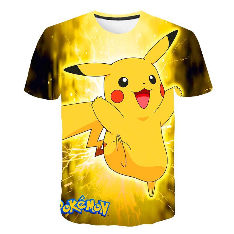 中大童3dt恤皮卡丘印花儿童短袖 跨境厂家新款卡通衣服时尚童装