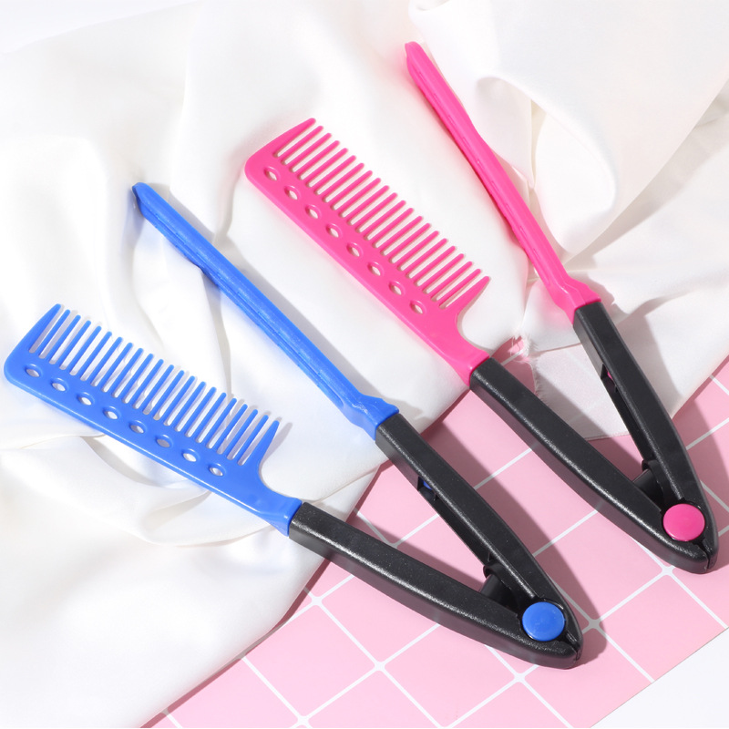 Hair Styling New V-Clip Design Hair Curling Comb Dual-Use Hairdressing Comb Straightening Comb