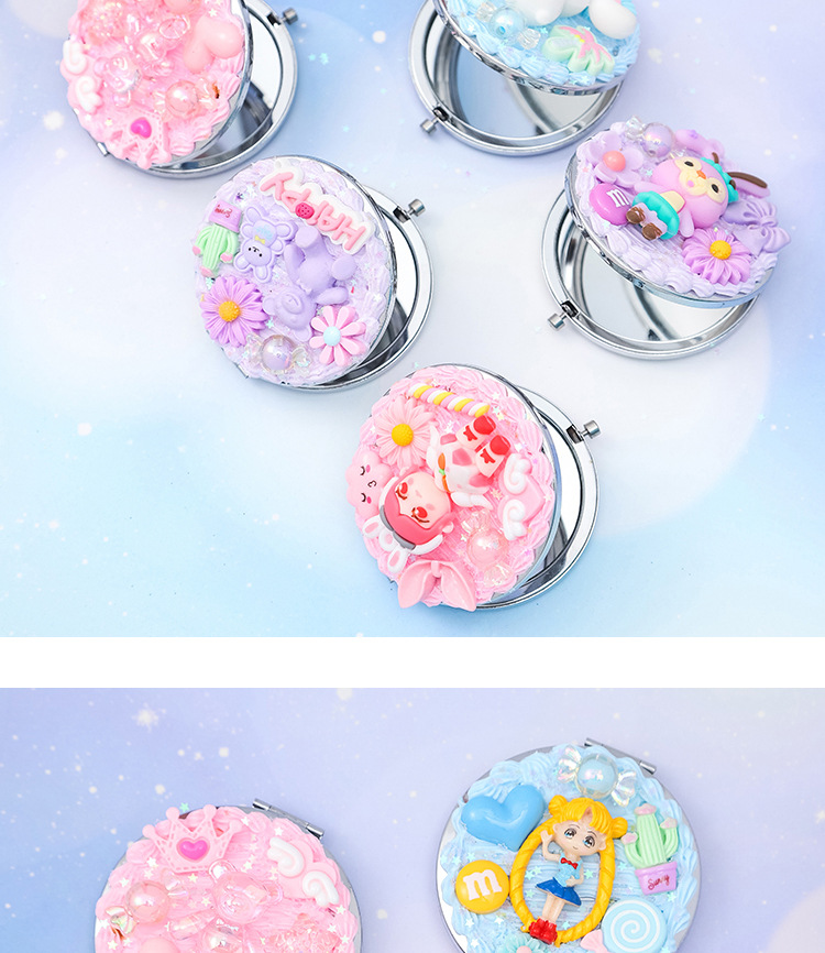 diy奶油胶小镜子 手工制作化妆镜可爱卡通随身镜子女孩手工材料包