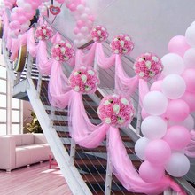 结婚楼梯扶手装饰纱幔路引婚庆用品婚房创意场景布置婚礼花球拉花