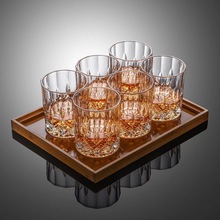 欧式创意威士忌杯加厚玻璃鸡尾酒杯刻花钠钙玻璃杯喷色描金加工