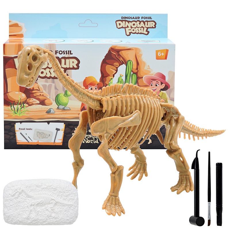 新款考古挖掘恐龙骨架石膏化石玩具儿童diy恐龙骨架模型玩具批发