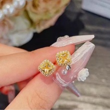 方糖黄水晶戒指轻奢超闪镶嵌黄钻麻花指环镀金高级小红书同款淘宝