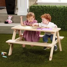 户外连体桌椅组合庭院儿童野餐桌幼儿园游戏桌子套件儿童实木家具