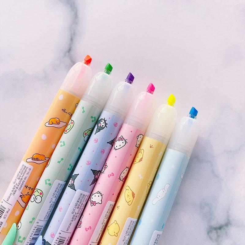 miniso/名创优品 日本三丽鸥彩色斜口学生多色鲜亮按动荧光笔