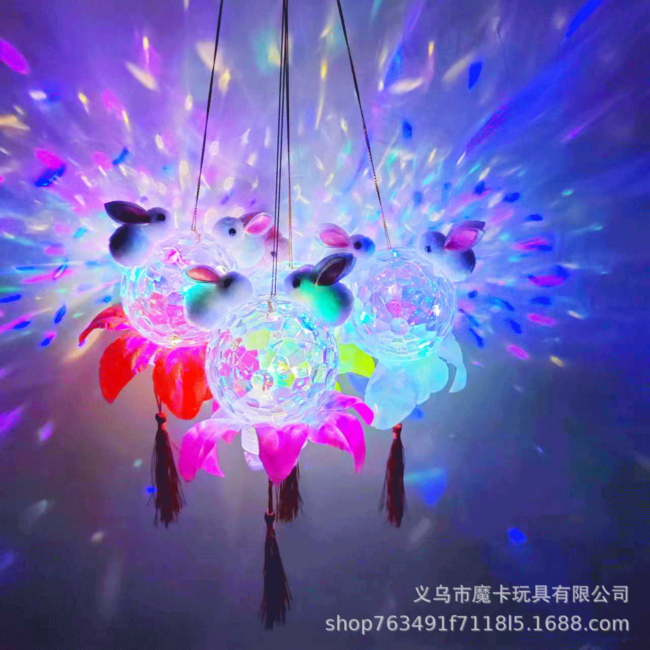 Spring Festival Projection Lantern Luminous Portable Bounce Ball Portable Lantern Children's Toys Night Market Stall Supply Wholesale