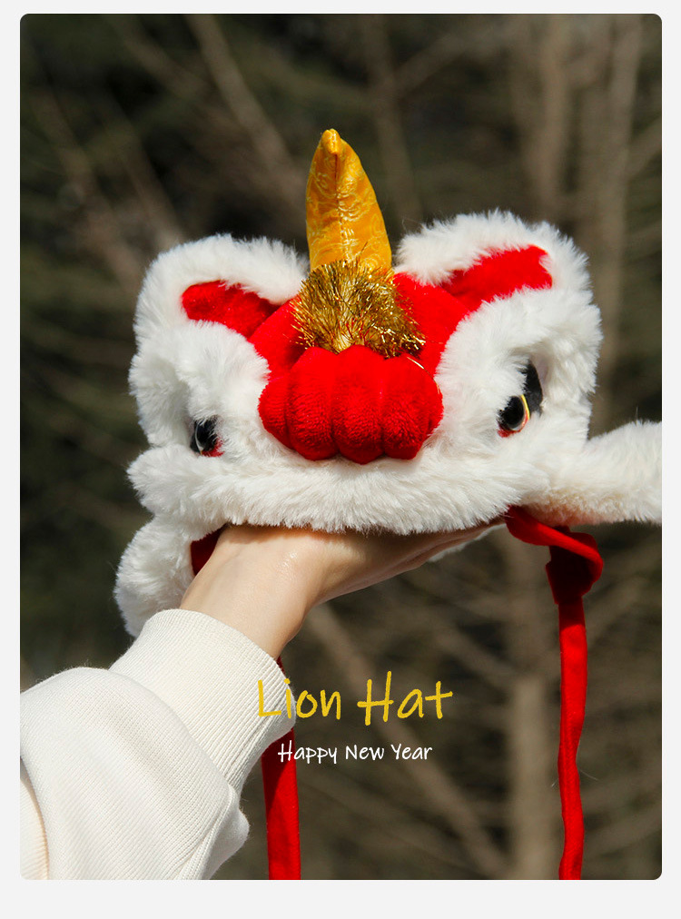 新年狮子帽吉仔仔宠物用品厂过年小狮子服饰 中国风法斗舞狮帽