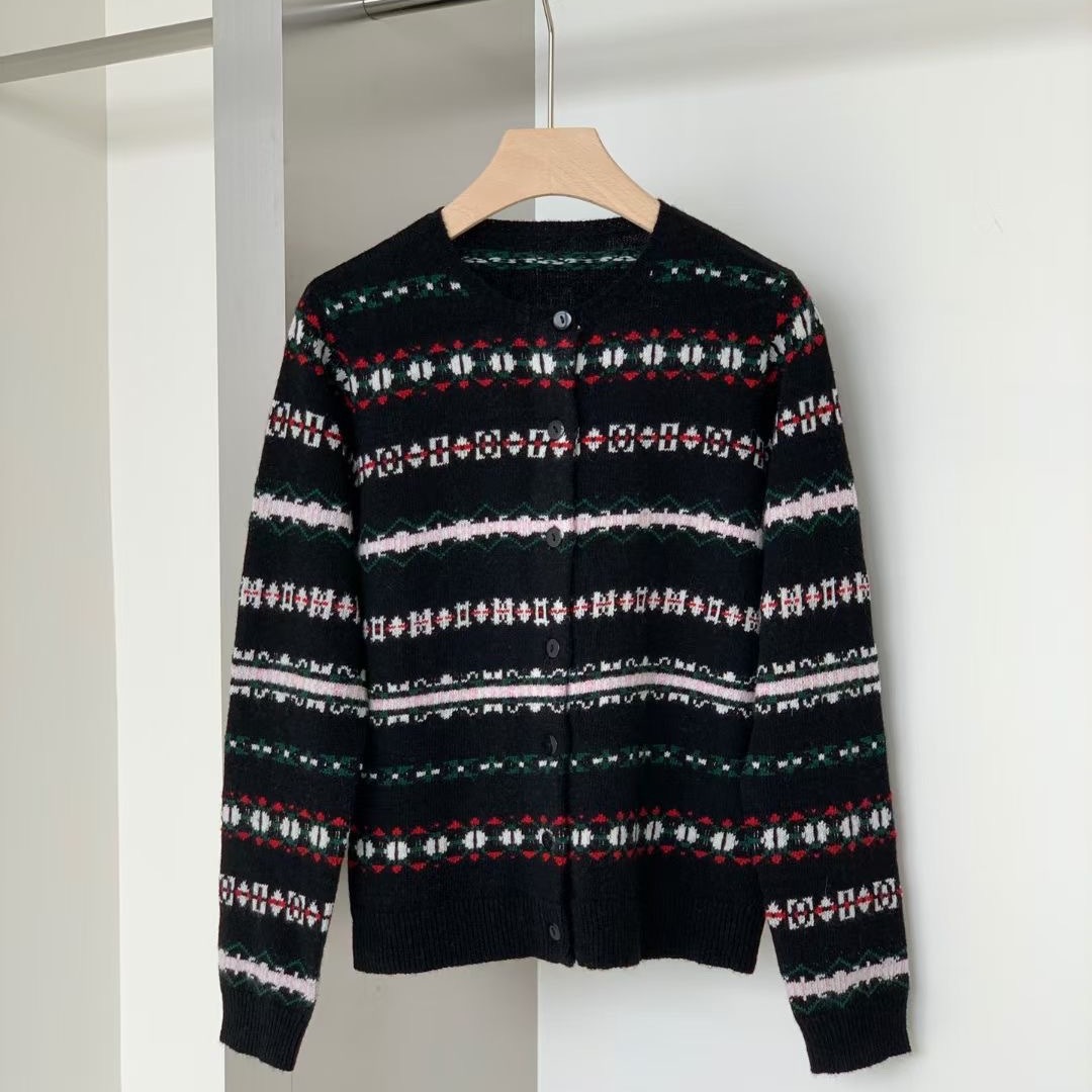 羊毛绒感冰岛花色短款休闲毛衣开衫 ks077-阿里巴巴