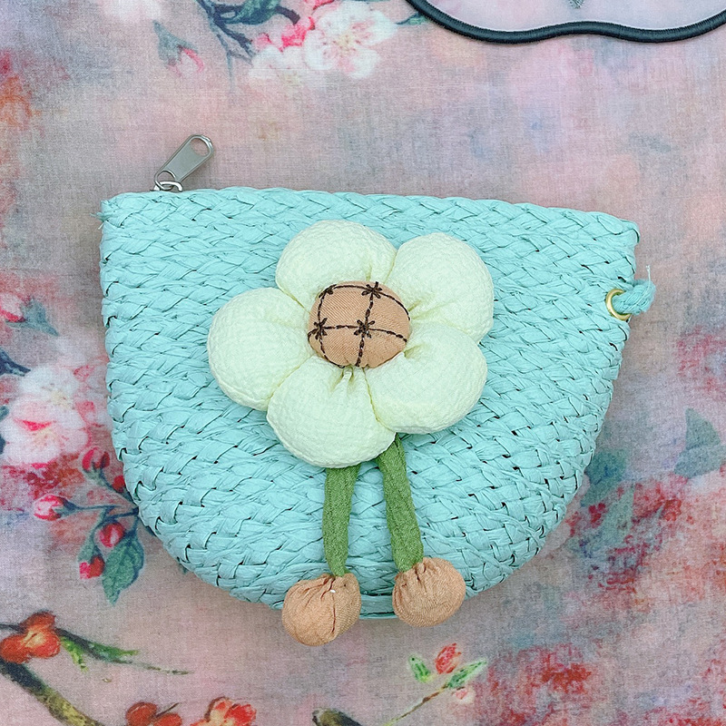 Sweet Fashion Straw Woven Beach Bag Ladies Change Key Case SUNFLOWER New Shell Bag Hand-Woven Bag