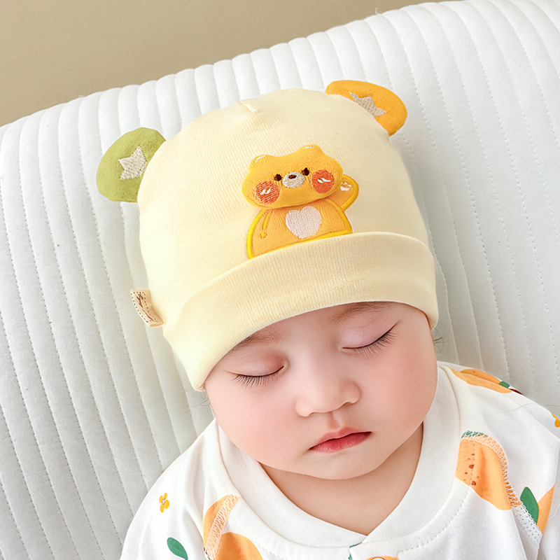 0一3月婴儿帽子秋冬可爱超萌小熊胎帽秋季初生男宝宝新生儿帽
