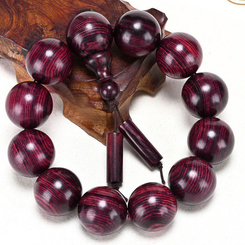缅甸紫花梨手串葡萄紫高密顺纹似海南黄花梨紫油梨佛珠手链男佛珠