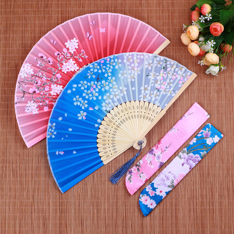 扇子日式折扇女式古风古典舞蹈扇学生小娟扇礼品红色绢布扇