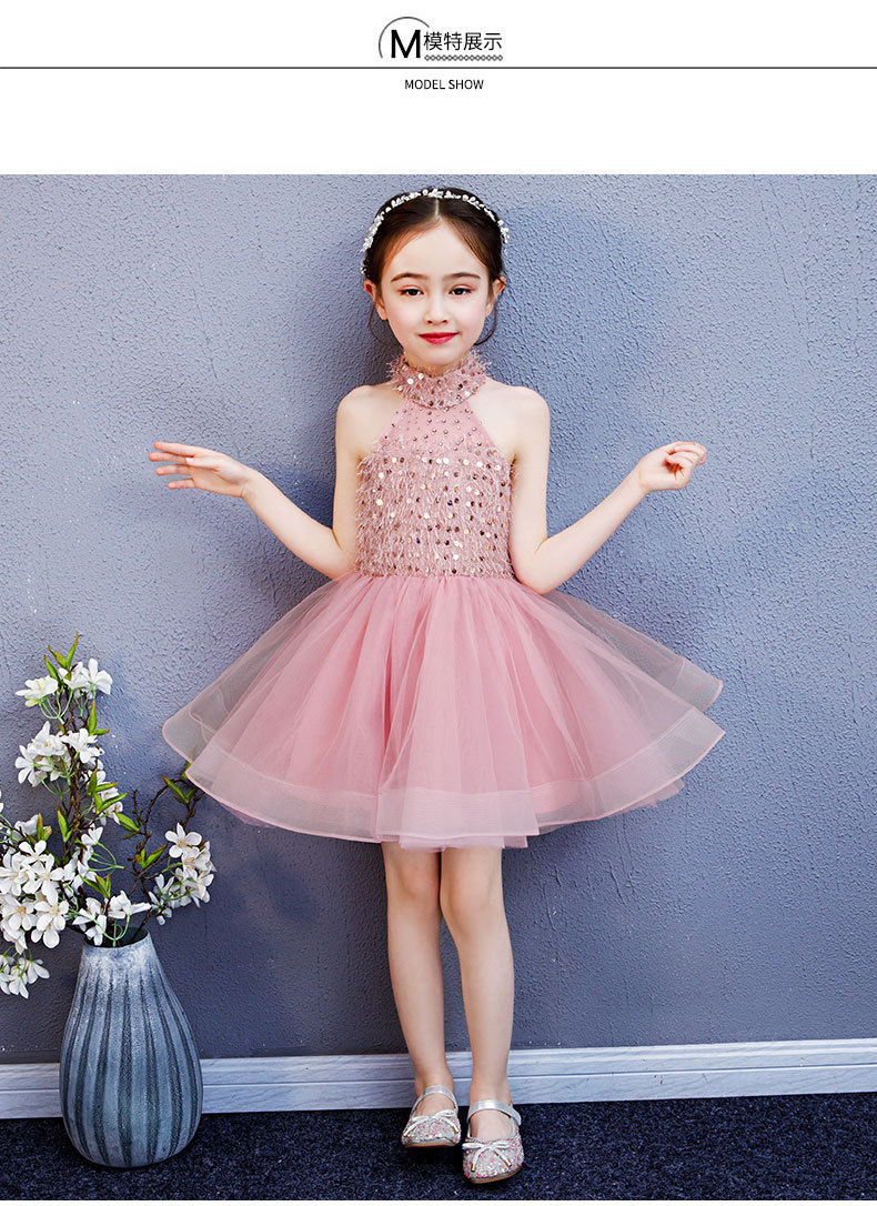 小女孩儿童生日走秀晚礼服公主裙花童钢琴演出服优雅女童婚纱洋气
